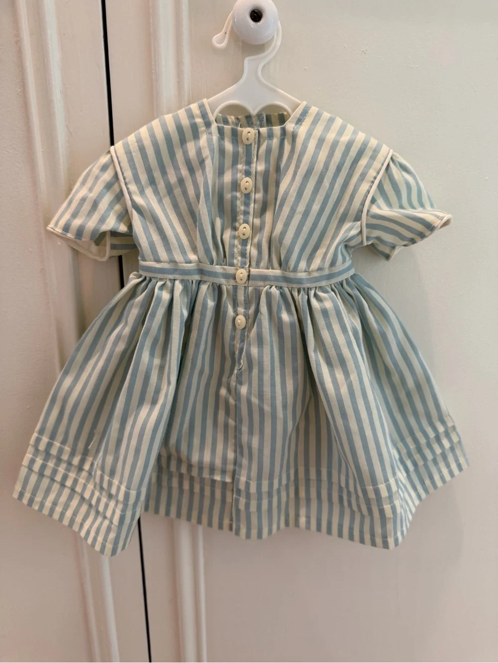 Pleasant Co Kristen’s Summer Blue & White Striped Dress with Button-Back 1994